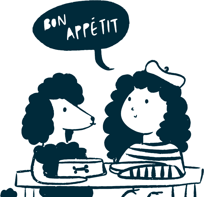 Familia compartiendo la mesa con su perro, comida natural Alqo